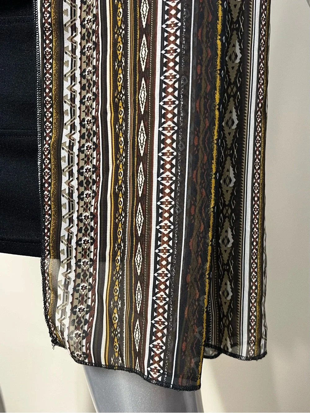 Aquarius Long Large Scarf Geometric Boho Print Semi Sheer 27”x79”